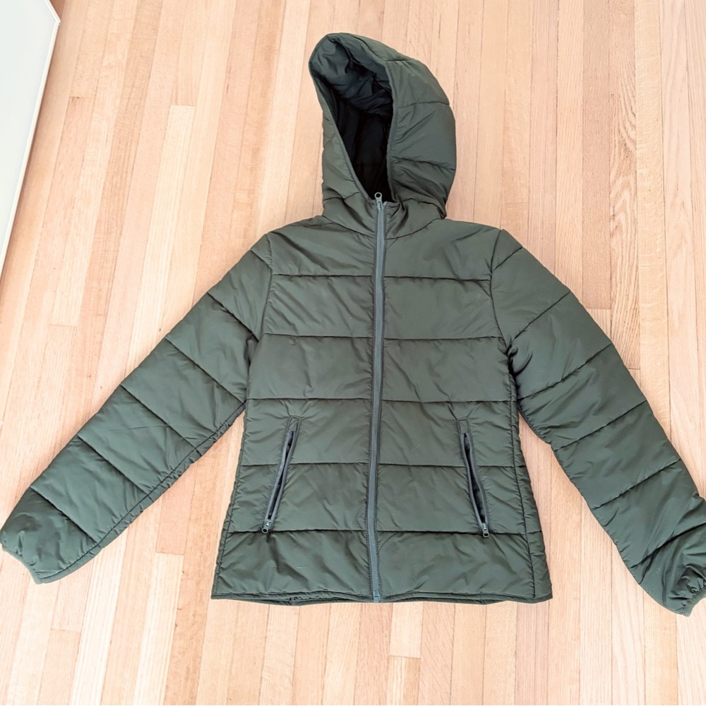 Hudson North Green Hooded Puffer Jacket small